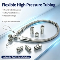 Tuyau flexible haute pression 1M en acier inoxydable 316SS poli de classe 3000 avec câble de sécurité, tube tressé pour gaz Bayou-Lok