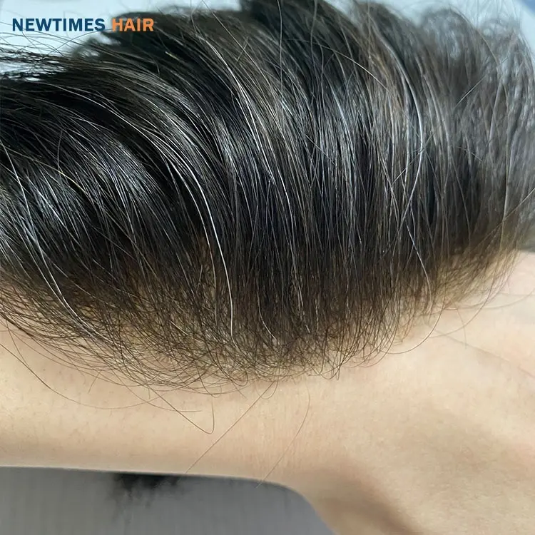 N6 newtimeshair-Peluca de cabello humano de encaje francés para hombres, tupé, sistema de cabello
