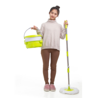 Ensemble de nettoyage magique 360 Tornado Mini serpillière avec seau, manche télescopique en acier, panier en plastique, conception de serpillière rotative, emballage original
