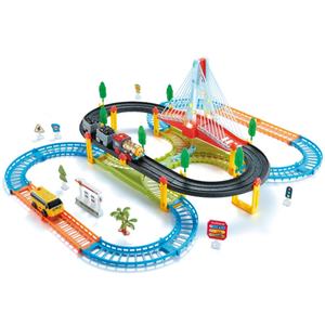 Set de Vías de Tren Eléctrico para Ensamblar, Juguete de Ferrocarril Urbano de Simulación Colorido con Luz y Sonido - Product Image 1