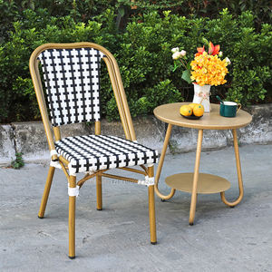 Franse Buitenstoel van Bamboe-look Bistro Rattan, Stapelbare Eetkamerstoel van Wicker - Product Image 1