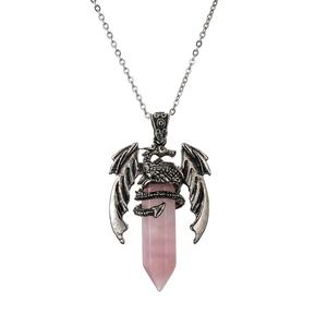 Collier pendentif dragon en pierre naturelle, bijoux en cristal brut, pierre de guérison sculptée à la main, cadeau du <span class=keywords><strong>zodiaque</strong></span> pour hommes et femmes - Product Image 4