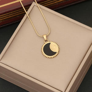สินค้ามาใหม่ชุดเครื่องประดับดวงจันทร์สแตนเลส2ชิ้นชุบทอง18K ชุดสร้อยคอต่างหูไม่เสื่อมเสียสำหรับผู้หญิง - Product Image 5