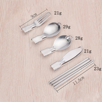 Portable réutilisable pliable en acier inoxydable métal titane Camping voyage en plein air pliable fourchette cuillère