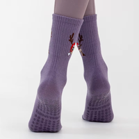 Chaussettes de sport antidérapantes en jacquard avec logo personnalisé, chaussettes de yoga et de pilates antidérapantes