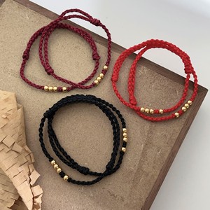 Red <b>Rope</b> <b>Bracelet</b> Women's Black Red Wine Red Color Gold Beads Everyday Wear Jewelry String <b>Bracelet</b> - Product Image 1