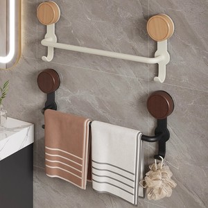Toallero de Acero Inoxidable con Montaje por Succión, Diseño Minimalista, Gancho de Almacenamiento para Baño, Colgador de Toallas con Acabado Impermeable de Aceite de Cera de Madera - Product Image 1