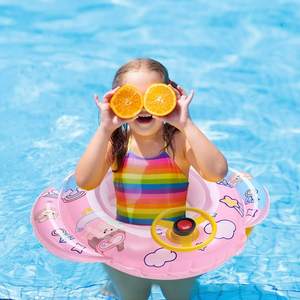 Bouée gonflable <span class=keywords><strong>licorne</strong></span> en PVC, siège flottant pour enfant avec volant et klaxon, cadeau pour enfant Justware - Product Image 4