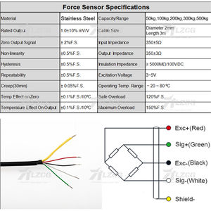 LZCG Capteur de force de compression planaire miniature LFC-10Z 0 ~ 50/100/200/300/500kg Cellules de charge et capteurs - Product Image 5