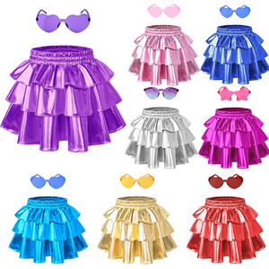 Conjunto de Falda Tutú Brillante <span class=keywords><strong>con</strong></span> Capas para Niñas <span class=keywords><strong>con</strong></span> Lentes de Corazón, Disfraz Brillante para Fiestas, Cumpleaños, Halloween, Disfraces - Product Image 1