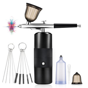 Thợ Cắt Tóc Hình Xăm Airbrush <span class=keywords><strong>Kit</strong></span> Xách Tay USB Có Thể Sạc Lại Tóc Nail Sơn Trang Điểm Phun Súng Không Dây Máy Nén Airbrush - Product Image 1