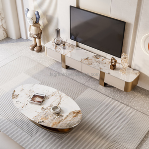 Juego de Mesa de <span class=keywords><strong>Centro</strong></span> y Mesas Auxiliares de Acero Inoxidable de Lujo para Sala de Estar, Muebles Modernos y Creativos de Diseño para Hotel - Product Image 4