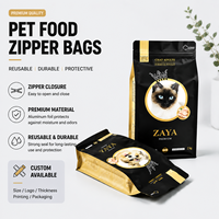 Sacs d'emballage personnalisés refermables pour aliments pour animaux, en film polyester, à fond plat, pour chiens, chats et animaux de compagnie, avec fermeture éclair et valve