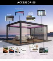 Kits de Pérgola Bioclimática Motorizada con Techo de Lamas de Aluminio para Exteriores, 3x3, 3x4, 3x5, 3x6, 4x3, 4x4, 4x5, 4x6, 5x3, 5x4, 100% Impermeable