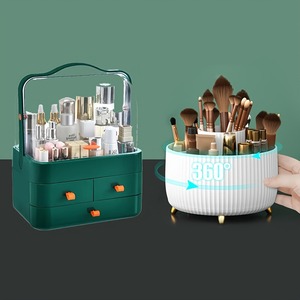 Organizador de Maquillaje Giratorio de 360°, Caja de Almacenamiento de Cosméticos de Plástico Transparente, Soporte Giratorio para Brochas, Lápices Labiales y Productos para el Cuidado de la Piel - Product Image 4
