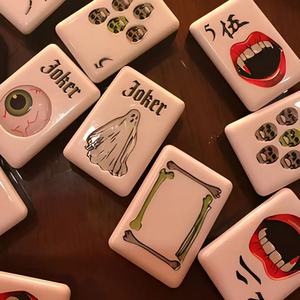 Luxury Halloween Themed Black Acrylic American Mahjong Set 160 Tiles 4 Players Dual Side International Chess Board <b>Entertainment</b> - Product Image 2