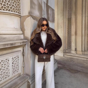 Manteau élégant <span class=keywords><strong>en</strong></span> fausse fourrure de renard noir pour <span class=keywords><strong>femme</strong></span>, style europé<span class=keywords><strong>en</strong></span> et américain, décontracté, automne-hiver, luxe, <span class=keywords><strong>en</strong></span> peluche, tricoté, <span class=keywords><strong>en</strong></span> similicuir - Product Image 3