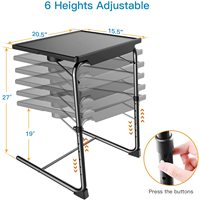 Support de tasse à café et à thé réglable en hauteur sur 6 niveaux, réglages d'angle, plateau de table pliable en plastique portable pour le dîner devant la télévision