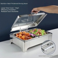 Recipiente para Buffet de Acero Inoxidable con Tapa de Vidrio, Calentador de Alimentos de Doble Bandeja para Catering, Banquetes, Hoteles, Venta al por Mayor