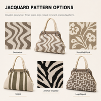 Sac fourre-tout en tricot avec broderie de logo personnalisé et poignée, pochette de luxe en crochet ondulé pour le marché de détail haut de gamme, faible MOQ
