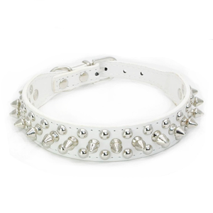 Nuevo Diseño Collar para Perro Estilo Punk Duradero con Remaches de Púas de Bronce, Material de Aleación de Cuero Anti-Mordida, Patrón Sólido, Correas y Collares para Mascotas - Product Image 4