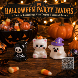 Mini-breloques en résine Kawaii Chat Fantôme <span class=keywords><strong>Citrouille</strong></span> Chapeau de Sorcière pour Décoration de Cupcakes et Fournitures de Pâtisserie - Ensemble de Cake Toppers - Product Image 4