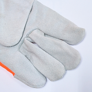 Guantes de Trabajo de Doble Palma de Cuero para Hombre y Mujer, Cuero Vacuno Genuino de Alta Calidad, Ambidiestros, No Impermeables, Grandes, Naranja y Blanco - Product Image 5