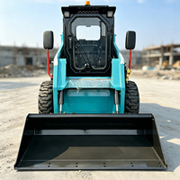 Mini Skid Steer Loader Backhoe Loader Crawler Harga Terjangkau 1 Ton Bucket 4 Wheel Drive Peralatan Konstruksi Kompak Pompa Euro5