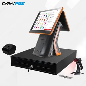 Dual Screen Windows POS Cash Register Machine POS Terminal With 80mm Thermal Receipt Printer