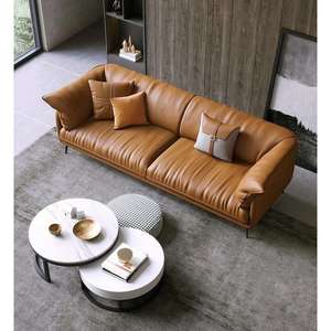 Moderno Juego de Sofás Seccionales Modulares de Cuero Genuino Italiano, Muebles para el Hogar, Sofá para Sala de Estar - Product Image 4