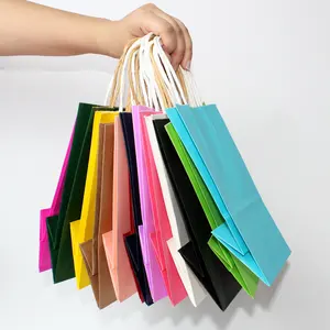 סיטונאי DIY משולב רך צבע פסטיבל מתנת תיק קניות שקיות קראפט נייר תיק עיצוב עם ידיות