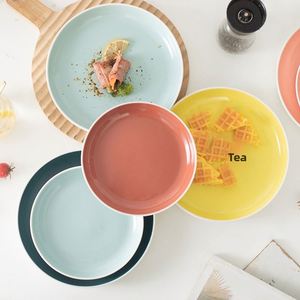 Ins Nordic Tableware 9 Inch Glossy Two-Tone Glaze <b>Ceramic</b> <b>Plates</b>, Creative Western Dinner <b>Plates</b> for Steak Salad Household - Product Image 4