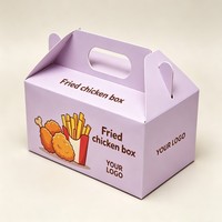 Boîte à poulet frit et frites en gros avec poignée, boîte à poulet frit de haute qualité pour la livraison, emballage alimentaire rapide en encre de soja