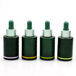 Botella de aceite de CBD de suero verde esmerilado de alta calidad, 1 onza, 30ml, gotero de vidrio, embalaje cosmético vacío