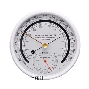 Barómetro Aneroide Sunch Tipo SBR575, Medidor de Presión Barométrica de Montaje en Superficie con Termómetro, Hecho en Japón - Product Image 1