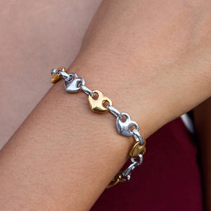 प्यार सुअर नाक घोप इयररिंग्स दिल नाविक ब्रेसलेट सेट ट्रेंडी 18k सोने की प्लेटेड स्टेनलेस स्टील महिलाओं के गहने उपहार - Product Image 2