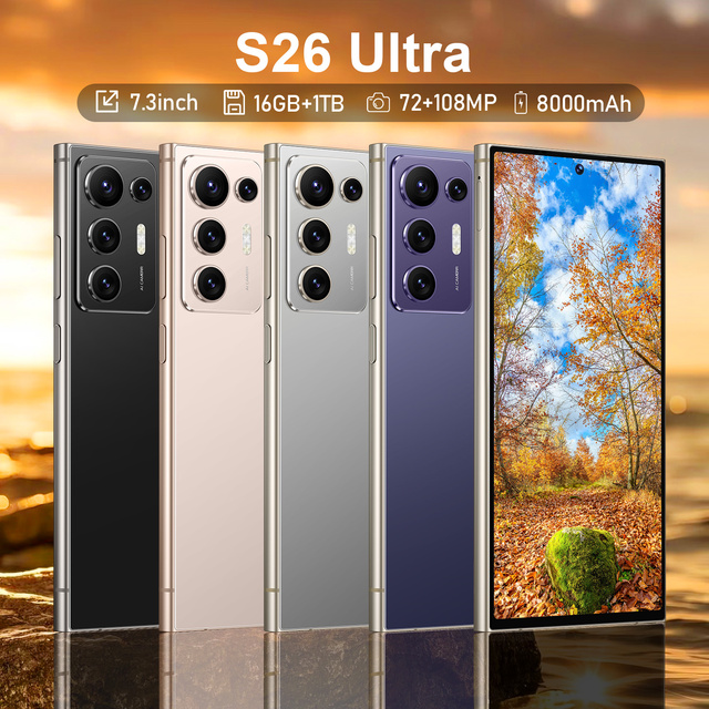 Brand New 2025 S26 Ultra 7.3" Large AMOLED Screen Budget Smartphone 108MP Octa Core LTE Stylus Factory Direct for Kids Seniors