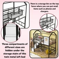 Lit superposé moderne en métal pour deux personnes/demi-lits XL avec escalier et rangement, réglable, écologique, durable, sans sommier, noir, pour tout-petits et enfants