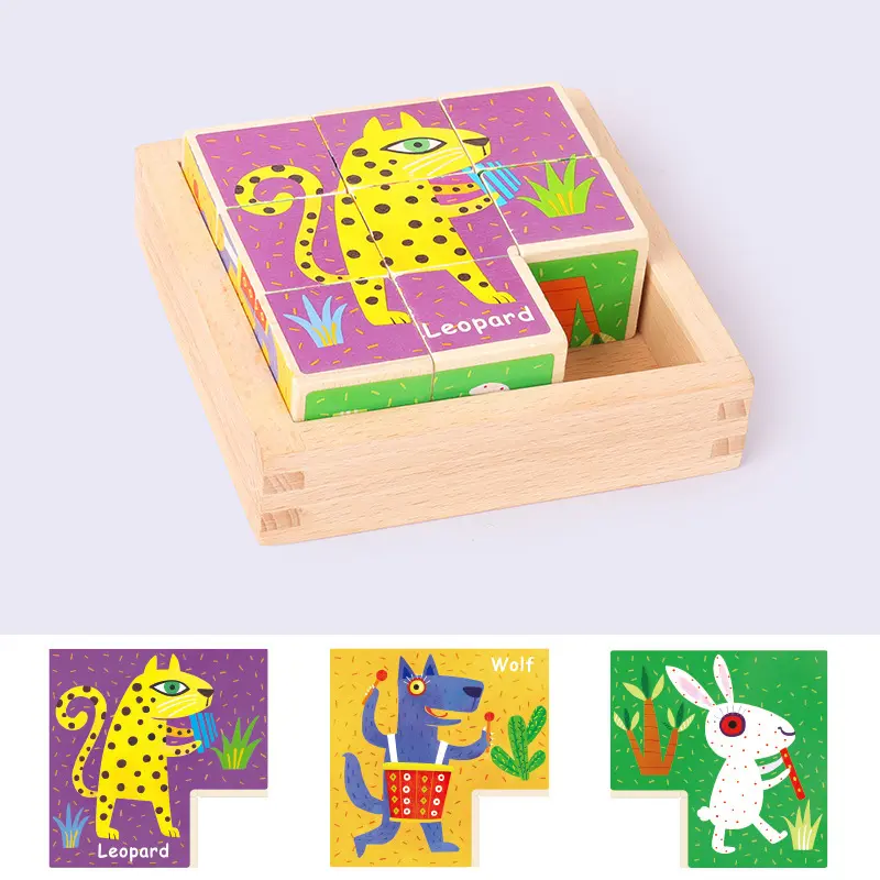 Puzzle 3D à Six côtés en bois, Cube lumineux, jouet drôle de Puzzle éducatif précoce pour bébés, pièces