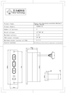 Interruttore a Tre Pulsanti USB Type-C ALWSK-75, Ricaricabile, Controllo Touch LED, Sollevamento Motore, Striscia in Plastica, Accessori per Mobili - Product Image 5