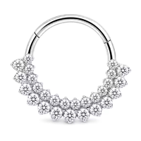 Anneau clicker segmenté en titane G23 robuste et hypoallergénique avec incrustation dense de zircone cubique pour la décoration du septum, du nez, de l'oreille et du cartilage