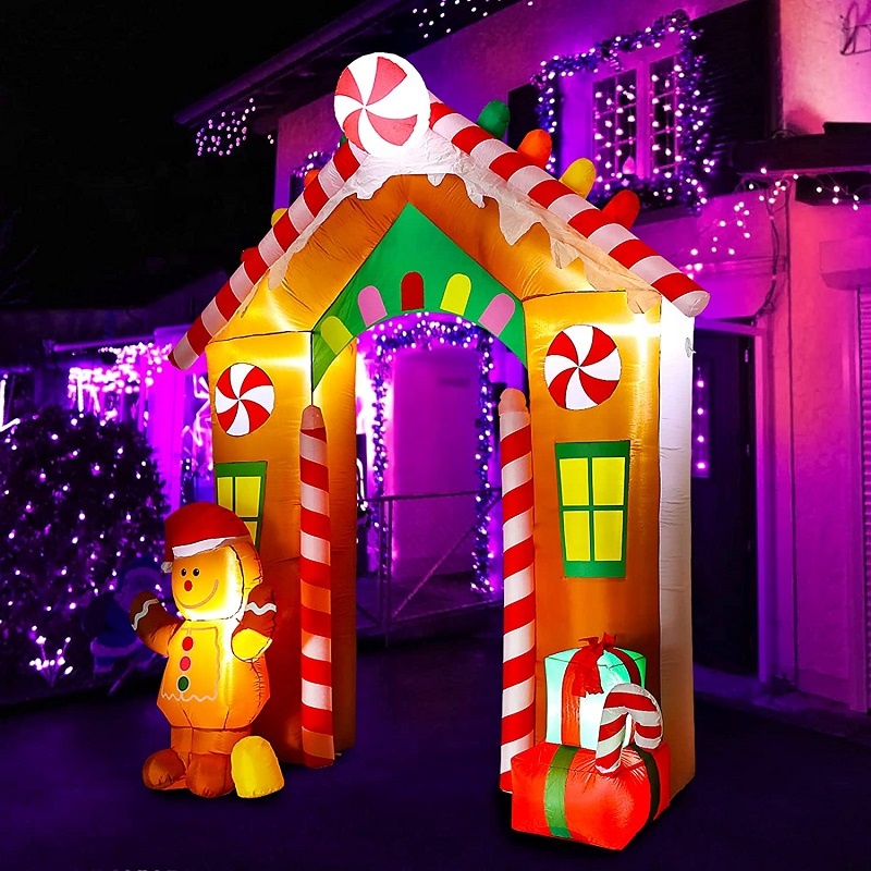 Ourwarm Xmas Blow Ups Grote Binnenplaats Geleid Geanimeerde Werf Decoratie Opblaasbare Kerst Boog