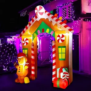 Ourwarmクリスマスブローアップ大きな屋外中庭Ledアニメーションヤード装飾インフレータブルクリスマスアーチウェイ