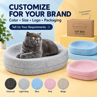 Lit et griffoir ovale réversible en feutre polyester personnalisé pour chats d'intérieur avec fermeture éclair – Vente en gros