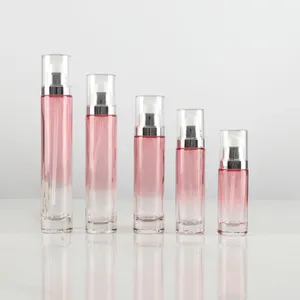 30g 50g 20ml 30ml 40ml 60ml 100ml 120ml Luxus Clear Gradient Pink Kosmetik flasche Kunden spezifische Gläser und Flaschen-Sets