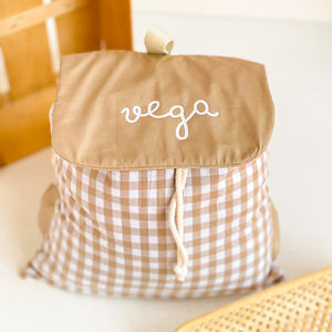 Mochilas Monogram para niños pequeños, libro preescolar, bolsa a cuadros, mochila personalizada de algodón a cuadros para niños - Product Image 4