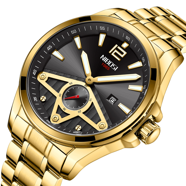NIBOSI 2511 Sport Watches Men Waterproof Luxury Brand Watch 2021 Fashion Full Steel Analog Quartz Wristwatch Relogio Masculino