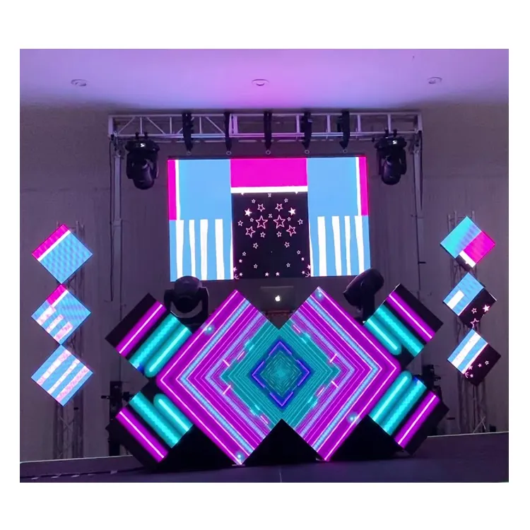 ハニカムLED DJブースディスプレイLED DJブースパネルトライアングルキューブDJブースLEDナイトクラブステージ背景バー用