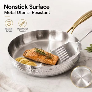 Sartén YITIAN de Alta Calidad, Tripla Capa, Acero Inoxidable 304, Martillada, Antiadherente, con Acabado Dorado, Apta para Horno - Product Image 3