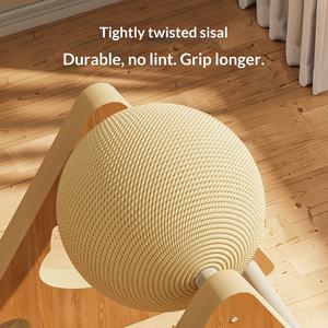 Rascador Interactivo Clásico de Alta Calidad para Gatos, con <span class=keywords><strong>Bola</strong></span> de Madera, Cuerda de Sisal Envuelta a Mano y Juguete de Plumas para Gatos - Product Image 3